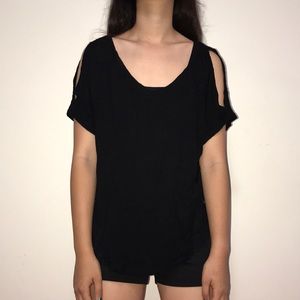 Black Open Shoulder Top
